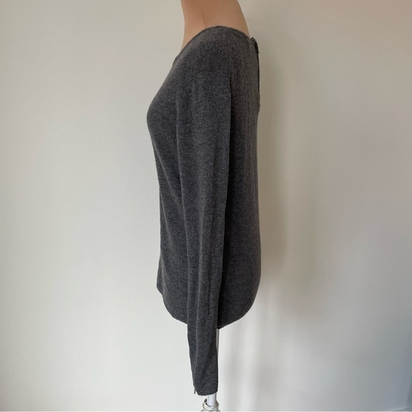 Maje Gray Dojussy Wool Cashmere Zip Cuff Crew Neck Long Sleeve Sweater Size 1/S - Picture 2 of 10